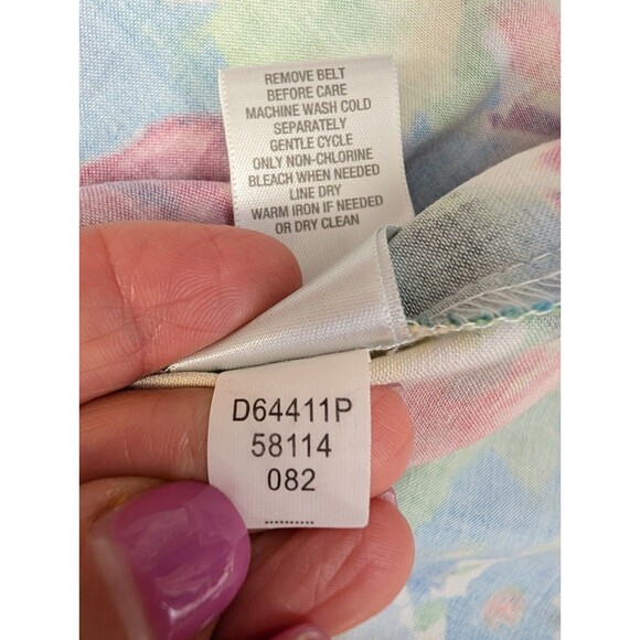 Dressbarn Womens Dress Size 10P White Floral Tank Sleeveless Belted Summer Trad - Picture 14 of 15